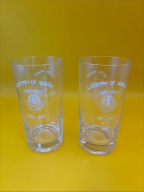 A Century of Service Salvation Army Etched Drinking Glass - White Design.